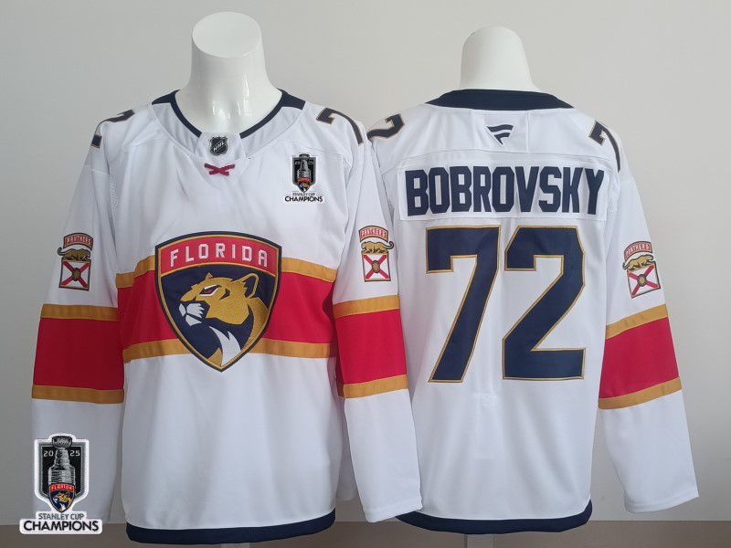 Men 2025 Florida Panthers 72 Bobrovsky White Fanatics Home Premium NHL Jersey style 2